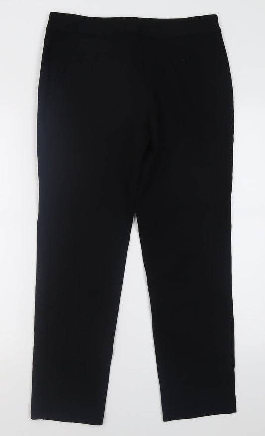 Preworn Womens Black  Polyester Trousers  Size 12 L28 in Regular Hook & Eye