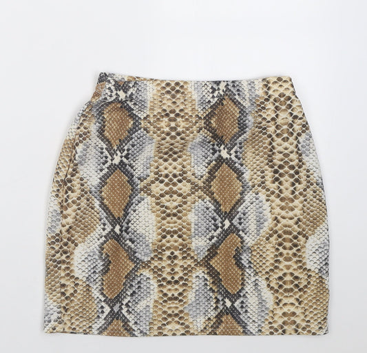 In the Style Womens Brown Animal Print Polyester A-Line Skirt Size 8