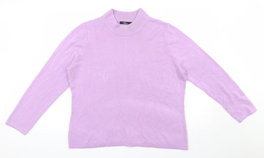 bm Collection Womens Purple Round Neck  Acrylic Pullover Jumper Size L