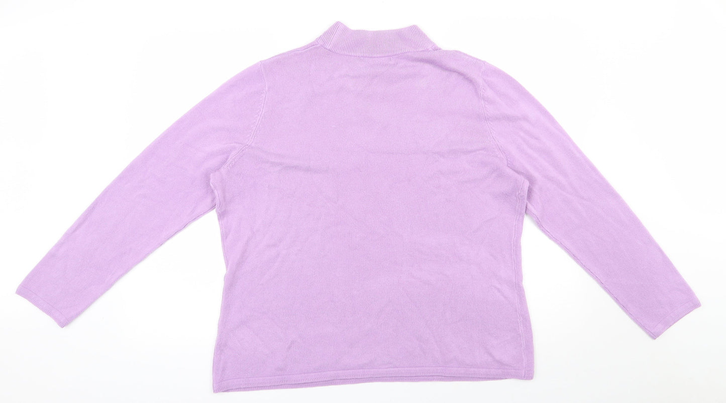 bm Collection Womens Purple Round Neck  Acrylic Pullover Jumper Size L