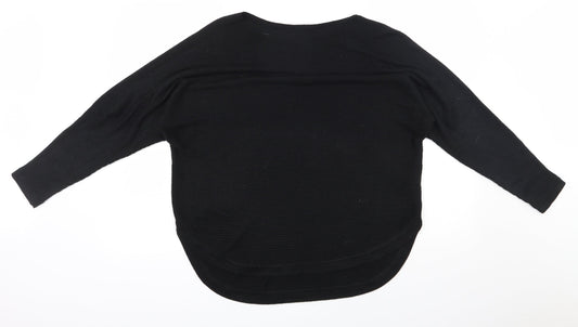 Debenhams Womens Black Round Neck  Acrylic Henley Jumper Size 16