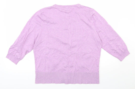 M&Co Womens Purple Scoop Neck  Viscose Cardigan Jumper Size 18