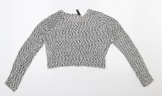 H&M Womens White Round Neck  Polyester Pullover Jumper Size M   - Cropped