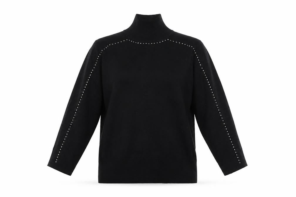 Cable & Gauge Womens Black Round Neck  Viscose Pullover Jumper Size M   - Mesh Shoulders