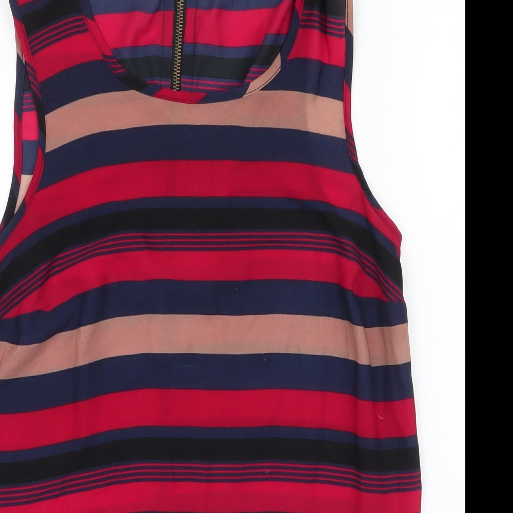 New Look Womens Multicoloured Striped Polyester Basic Blouse Size 8 Round Neck