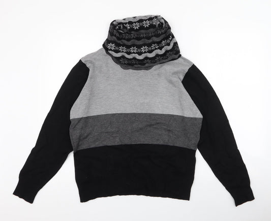 klass collection Womens Multicoloured Roll Neck Fair Isle Viscose Pullover Jumper Size M