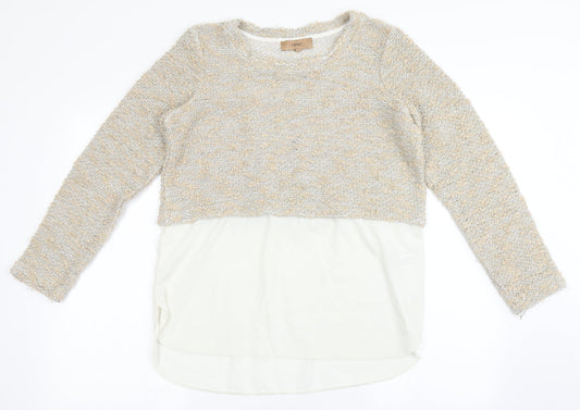 NEXT Womens Beige Round Neck  Acrylic Pullover Jumper Size 10