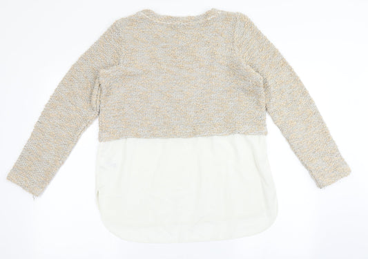 NEXT Womens Beige Round Neck  Acrylic Pullover Jumper Size 10