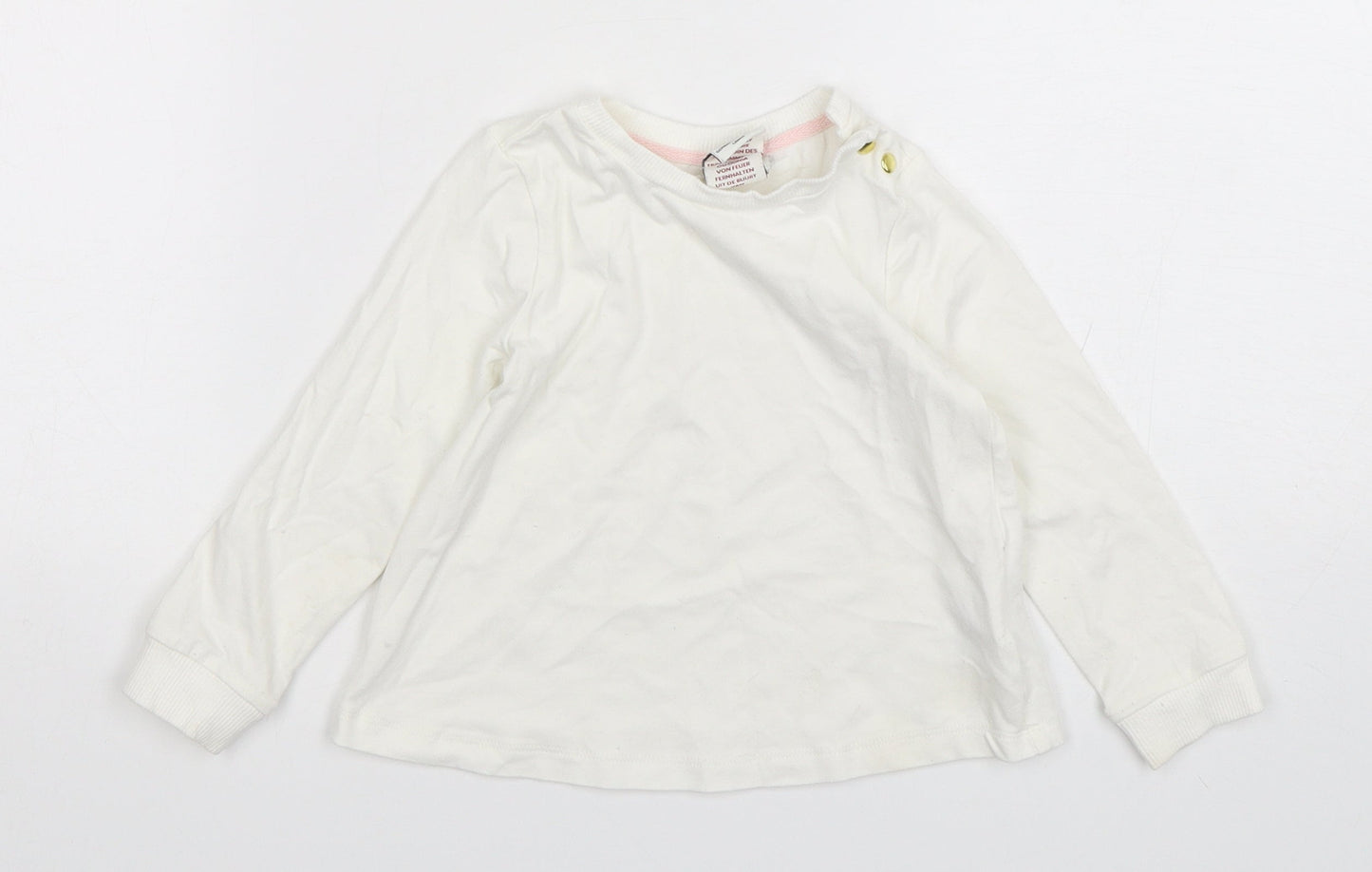 Aspen  Girls White  Cotton Basic T-Shirt Size 2 Years Round Neck Pullover