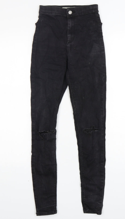 Toshop Womens Black  Cotton Skinny Jeans Size 24 in L28 in Regular
