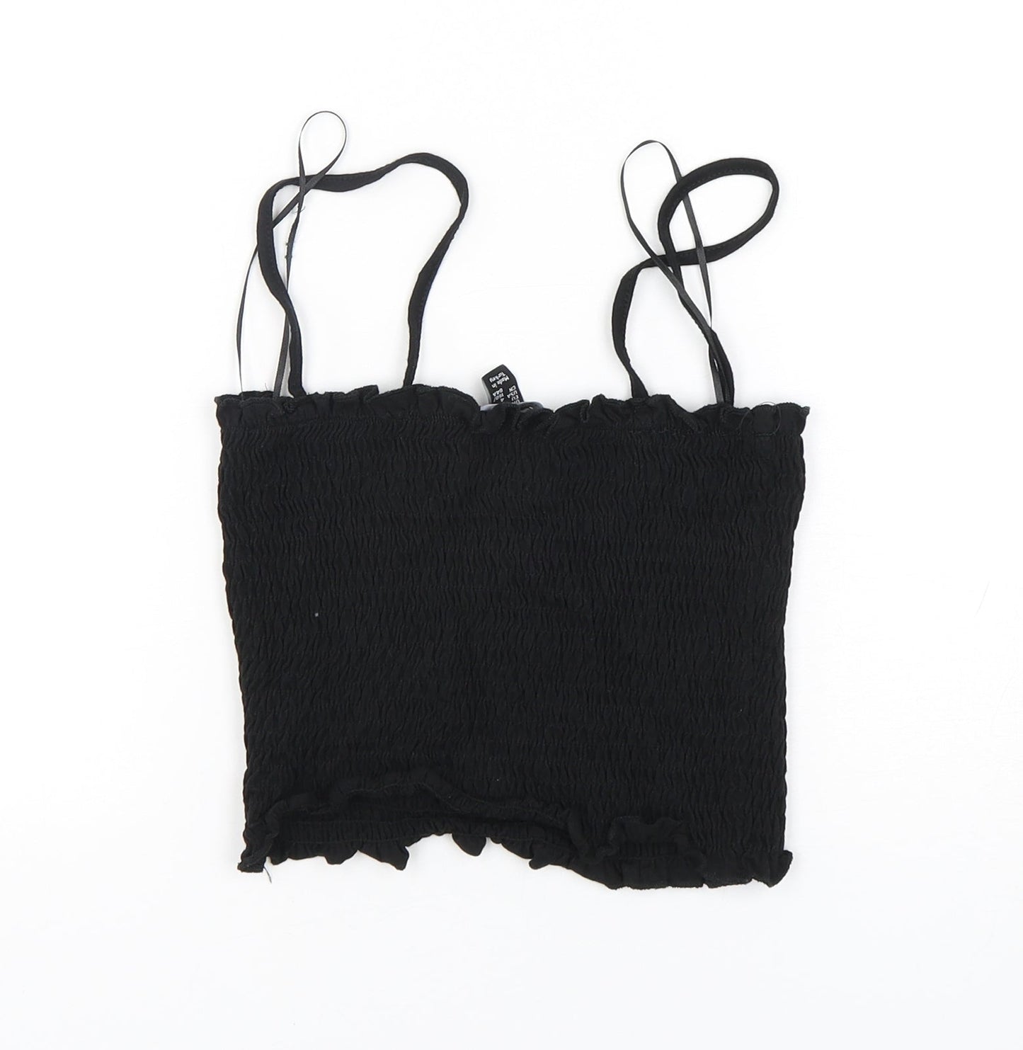 New Look Womens Black  Cotton Cropped Tank Size 8 Off the Shoulder