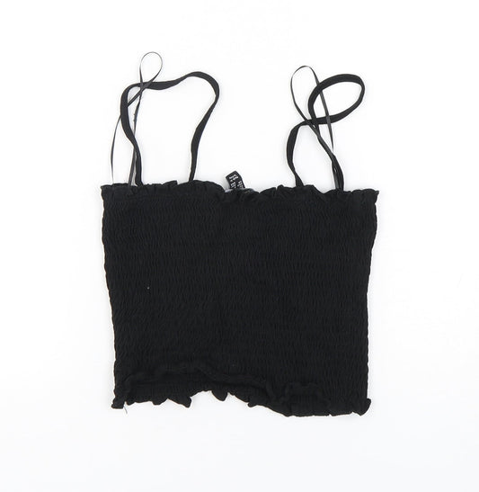 New Look Womens Black  Cotton Cropped Tank Size 8 Off the Shoulder