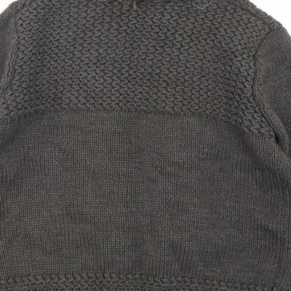 Topshop Womens Grey V-Neck  Acrylic Cardigan Jumper Size 10