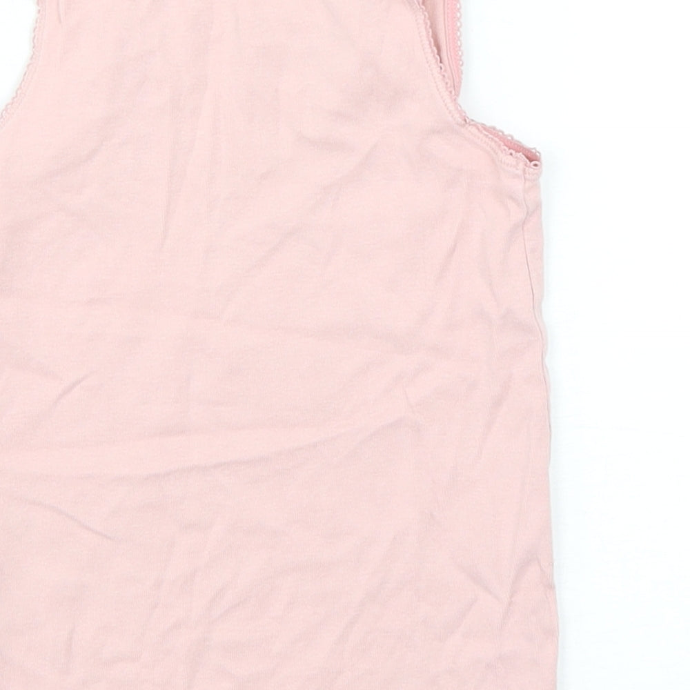 Marks and Spencer Girls Pink  Cotton Basic Tank Size 5-6 Years Round Neck Pullover