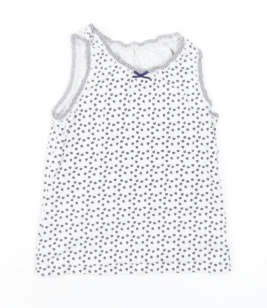 NEXT Girls Multicoloured Floral Cotton Basic Tank Size 5-6 Years Round Neck Pullover