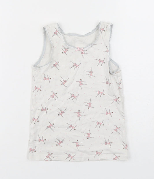 Marks and Spencer Girls Multicoloured Spotted Cotton Basic Tank Size 4-5 Years Round Neck Pullover - ballerina