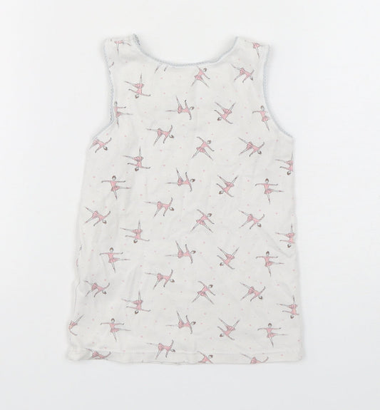 Marks and Spencer Girls Multicoloured Spotted Cotton Basic Tank Size 4-5 Years Round Neck Pullover - ballerina