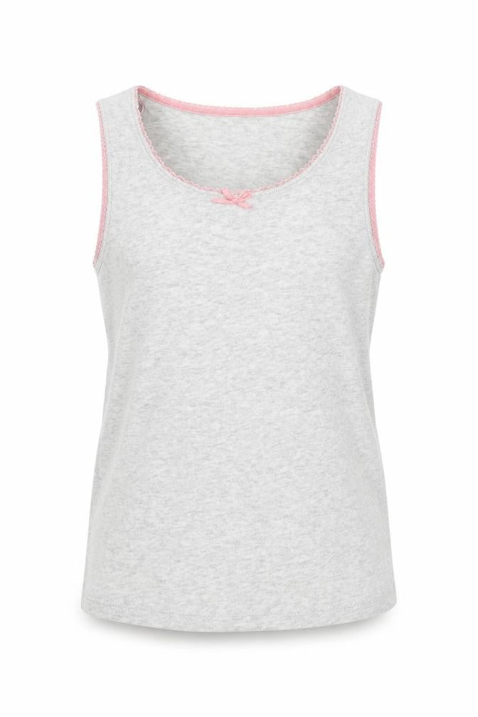 Marks and Spencer Girls Grey  Cotton Basic Tank Size 5-6 Years Round Neck Pullover