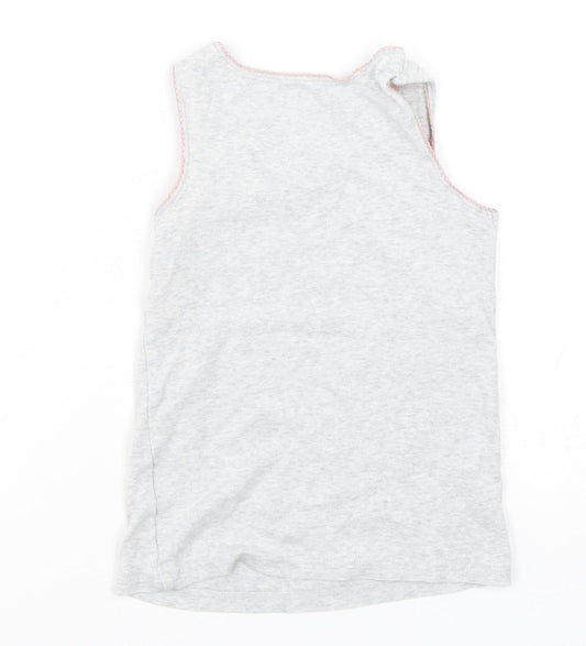 Marks and Spencer Girls Grey  Cotton Basic Tank Size 5-6 Years Round Neck Pullover