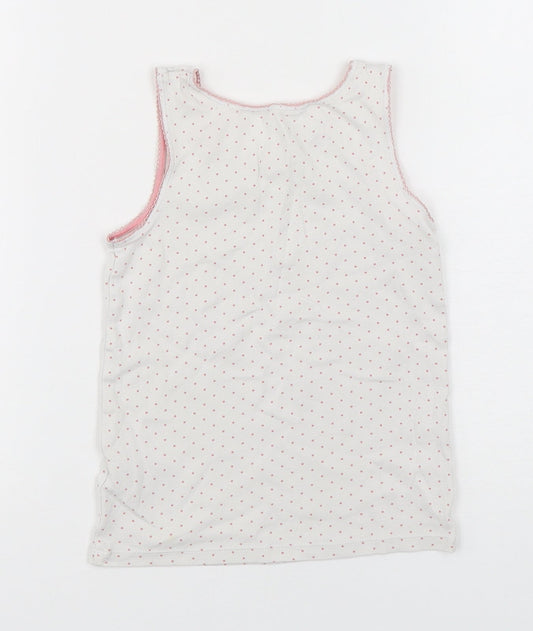 Marks and Spencer Girls Multicoloured Polka Dot Cotton Basic Tank Size 5-6 Years Round Neck Pullover