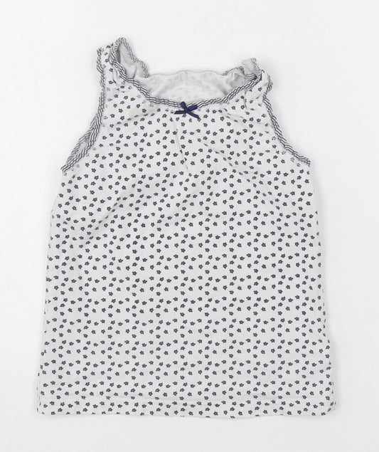 NEXT Girls Multicoloured Floral Cotton Basic Tank Size 5-6 Years Round Neck