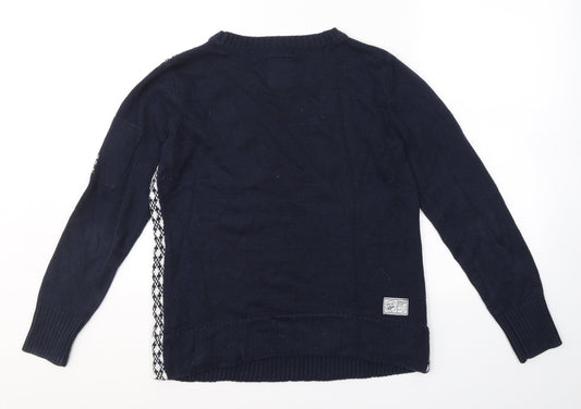 KangaROOS Womens Blue Round Neck Plaid Cotton Pullover Jumper Size 10