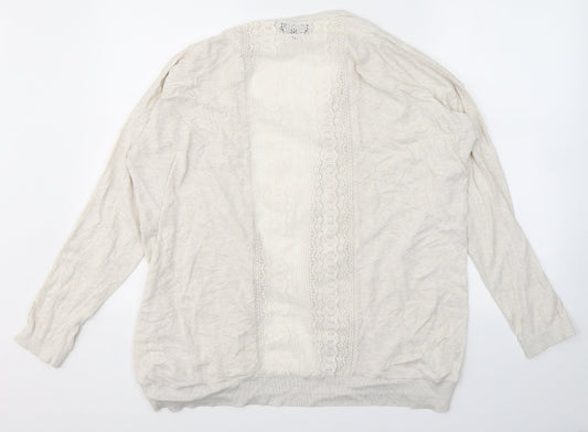 New Look Womens Ivory V-Neck  Cotton Cardigan Jumper Size 18   - Lace Detail