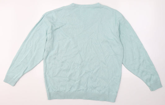 WOODVILLE Mens Blue V-Neck  Cotton Pullover Jumper Size 2XL
