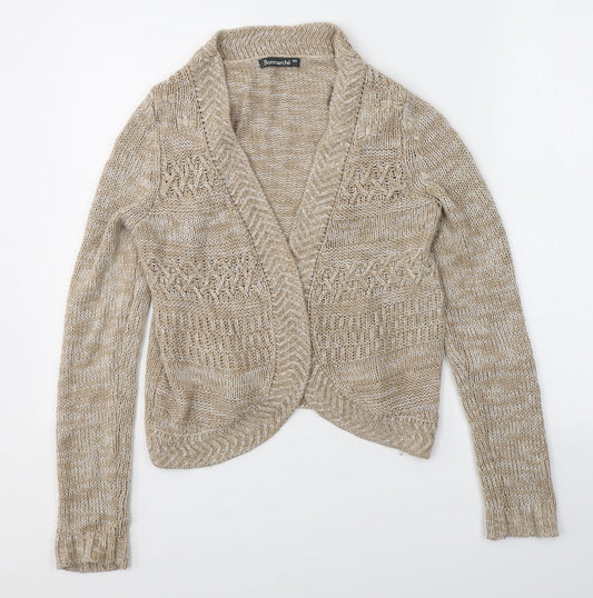 Bonmarché Womens Beige V-Neck  Acrylic Cape Jumper Size XS