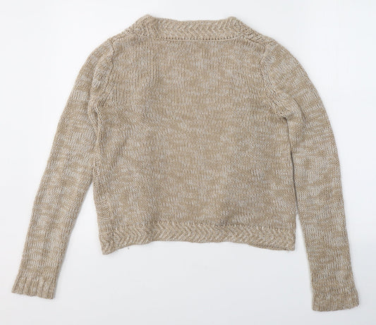 Bonmarché Womens Beige V-Neck  Acrylic Cape Jumper Size XS