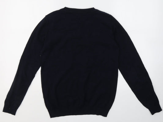 Dorothy Perkins Womens Blue Round Neck  Cotton Pullover Jumper Size 10   - Lace Detail