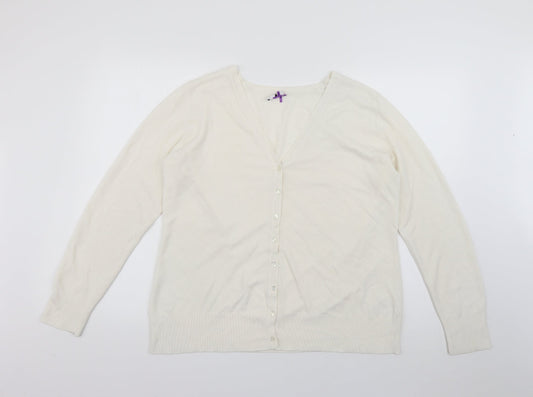 British Home Stores  Womens Ivory V-Neck  Acrylic Cardigan Jumper Size 18