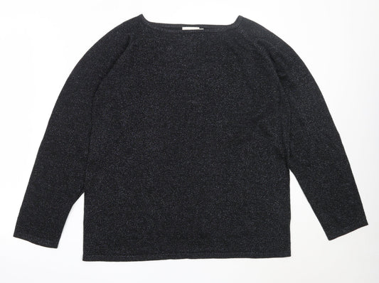 Bonmarché Womens Black Round Neck  Viscose Pullover Jumper Size L