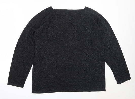 Bonmarché Womens Black Round Neck  Viscose Pullover Jumper Size L
