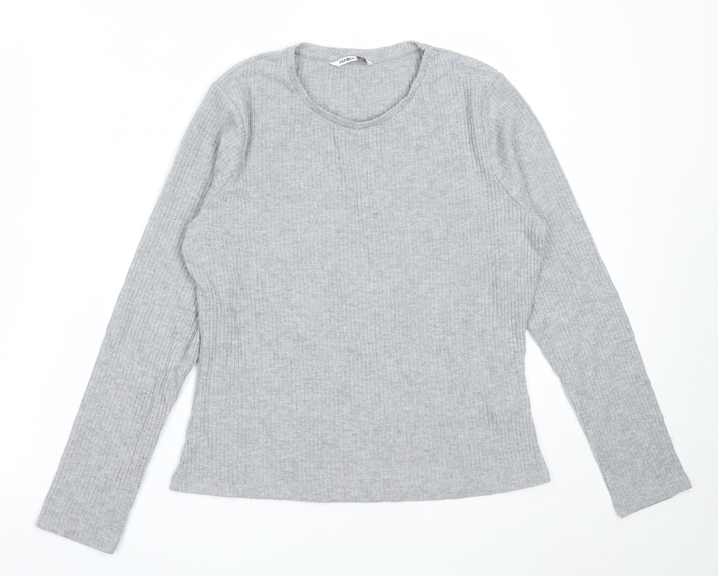 Pep&Co Womens Grey Round Neck  Polyester Pullover Jumper Size 14