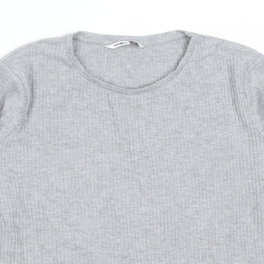 Pep&Co Womens Grey Round Neck  Polyester Pullover Jumper Size 14