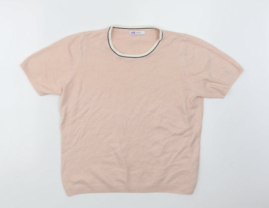Marks and Spencer Womens Pink Crew Neck  Acrylic Pullover Jumper Size 14