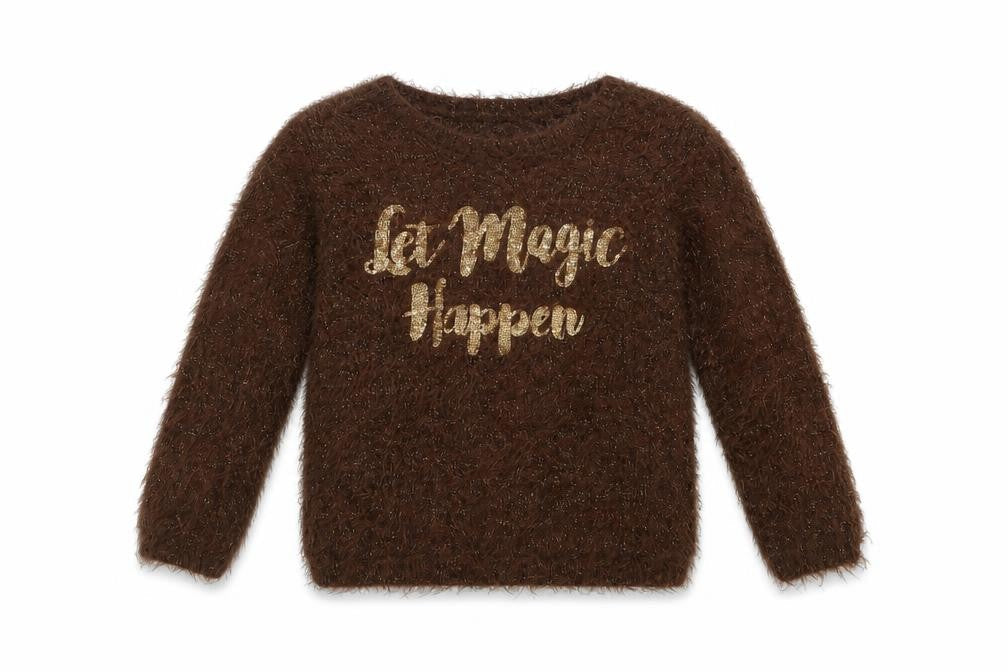 H&M Girls Brown Crew Neck  Polyamide Pullover Jumper Size 2-3 Years   - Magic