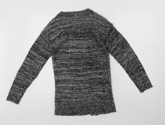 VERO MODA Womens Grey V-Neck  Acrylic Cardigan Jumper Size S