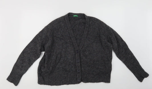 Benett Womens Grey V-Neck   Cardigan Jumper Size S