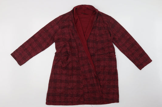 Maysa London Womens Red V-Neck Check  Cardigan Jumper Size L