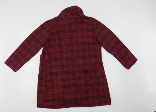 Maysa London Womens Red V-Neck Check  Cardigan Jumper Size L