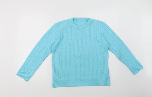 Preworn Womens Blue Crew Neck  Acrylic Pullover Jumper Size M