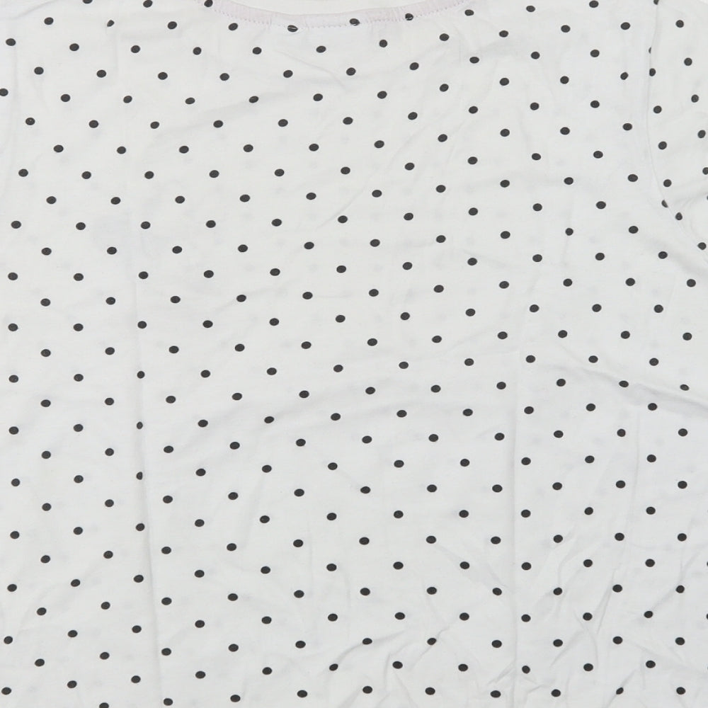 Primark Womens White Polka Dot Cotton Top Pyjama Top Size 10   - Minnie Mouse
