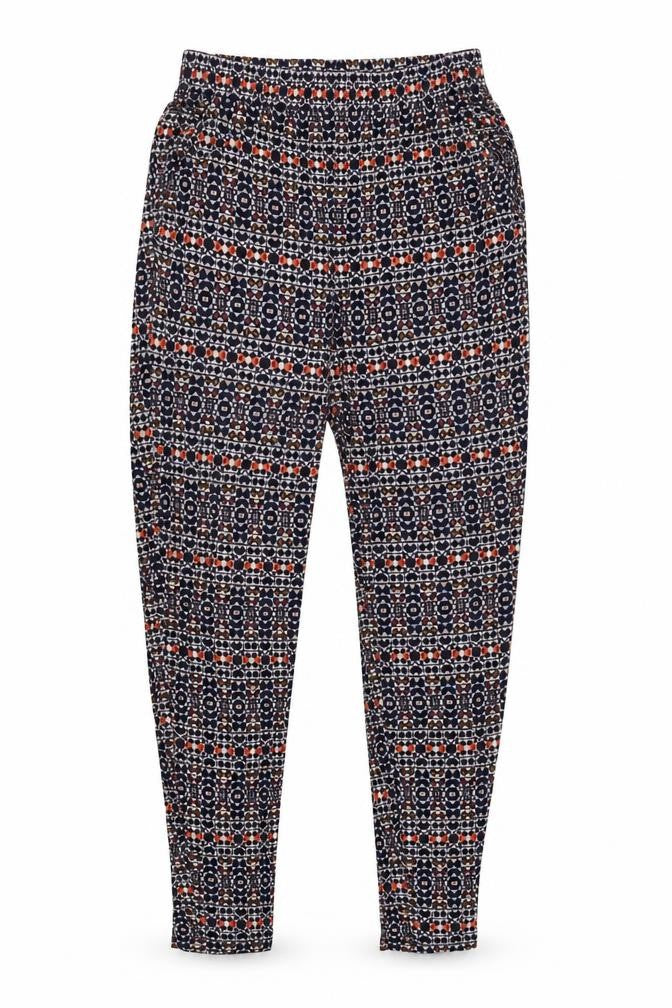 H&M Womens Blue Geometric Viscose Windbreaker Trousers Size S L30 in Regular