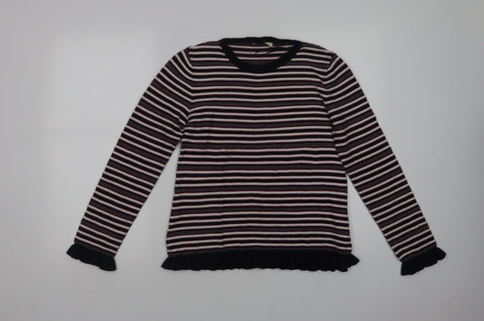 Matalan Womens Blue Crew Neck Striped Cotton Pullover Jumper Size 10