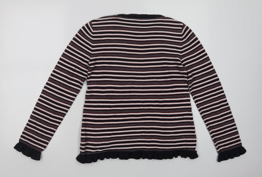 Matalan Womens Blue Crew Neck Striped Cotton Pullover Jumper Size 10