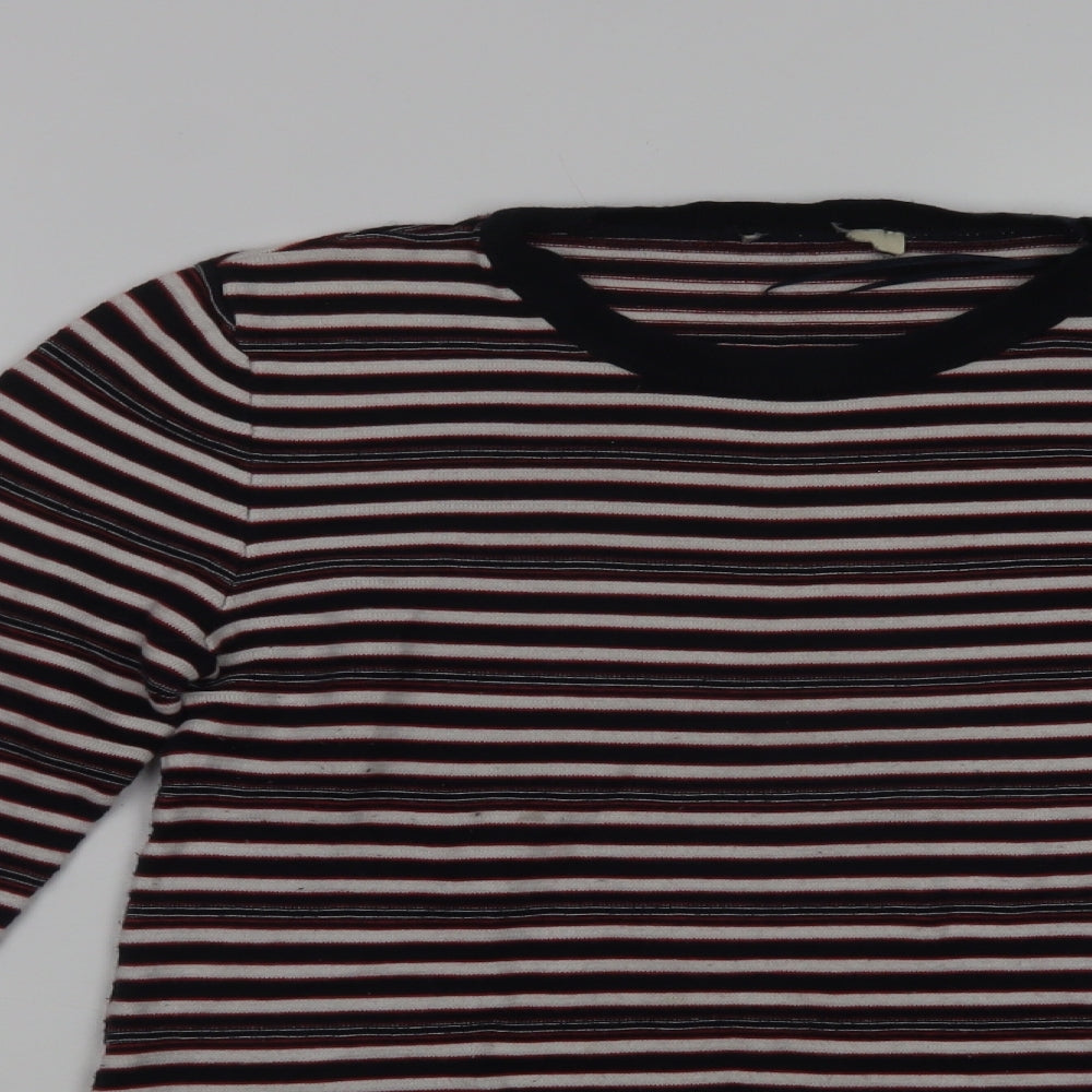 Matalan Womens Blue Crew Neck Striped Cotton Pullover Jumper Size 10