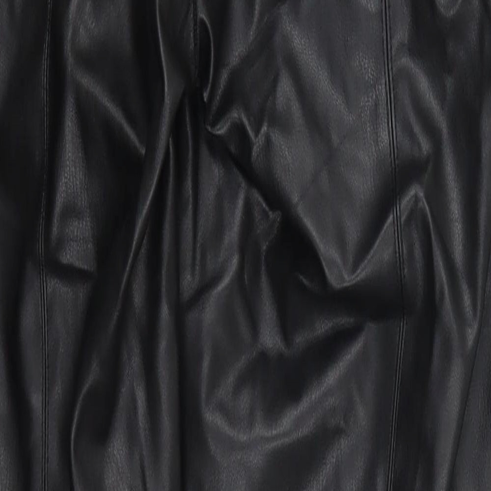 Preworn Womens Black  Polyurethane Trousers  Size 28 in L27 in Regular Zip