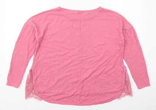 Preworn Womens Pink  Viscose Basic T-Shirt Size 10 Round Neck